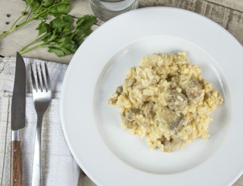 Risotto poulet champignons